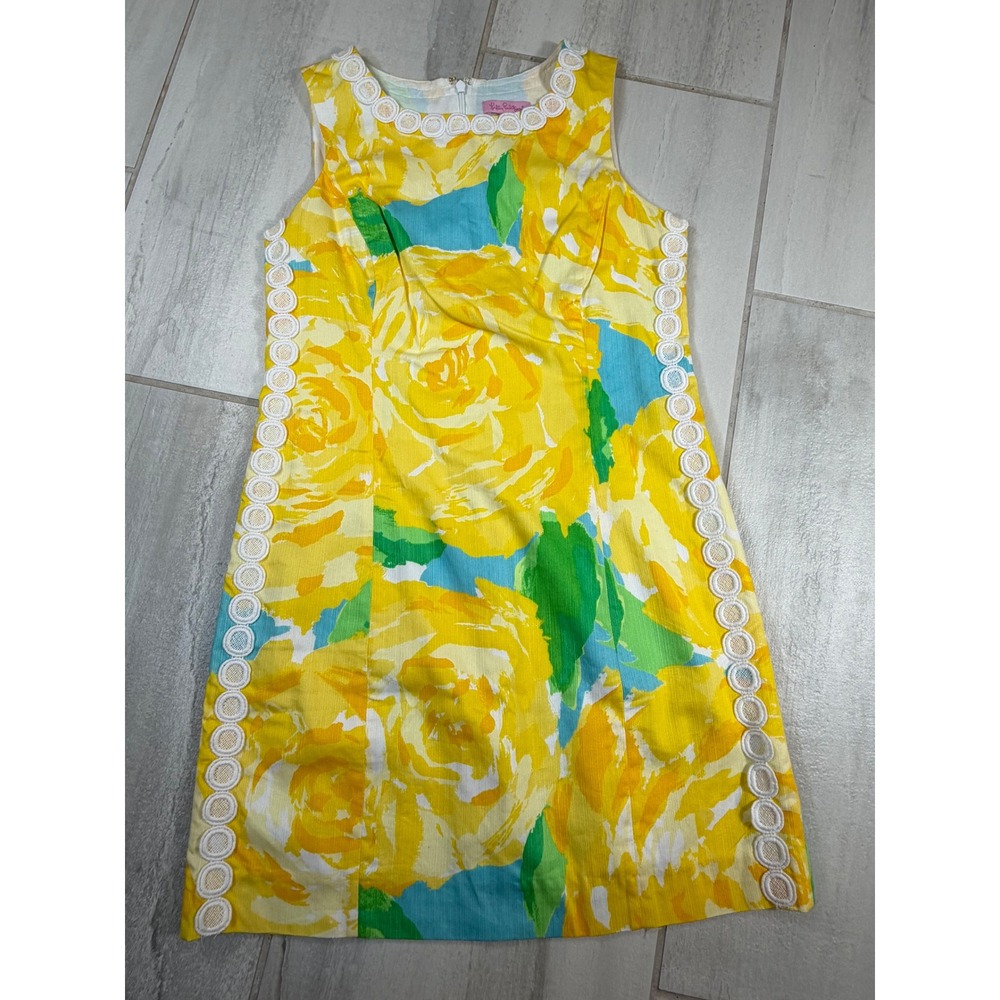 Lilly Pulitzer Mila Sunglow Yellow Shift Dress First Impressions Size 6